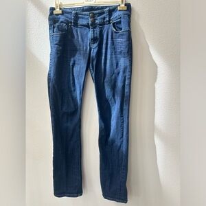 Cabi 5 pocket size 6 double button on waistband blue jeans